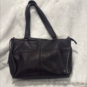 Black Studded Leather Shoulder Bag